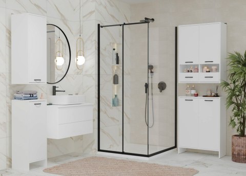 Szafka Łazienkowa Wisząca NINA W2D2P2S BIAŁY Regał 2 Drzwi 8 Półek 2 Szuflady