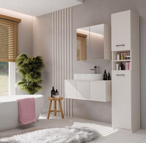 Szafka łazienkowa wisząca z lustrem POLA nad umywalkę - kaszmir