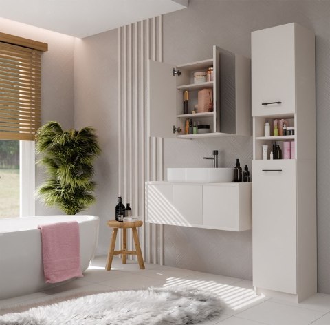 Szafka łazienkowa wisząca z lustrem POLA nad umywalkę - kaszmir