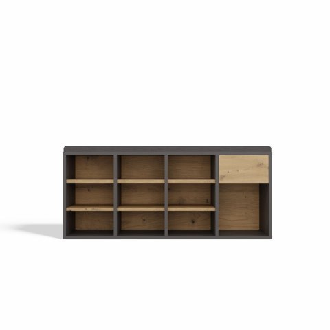 Szafka na buty otwarta do przedpokoju TALLIN - mix antracyt / dąb artisan