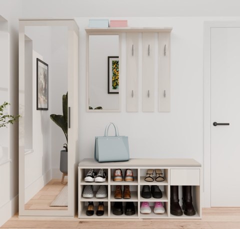 Szafka na buty otwarta do przedpokoju TALLIN - kaszmir