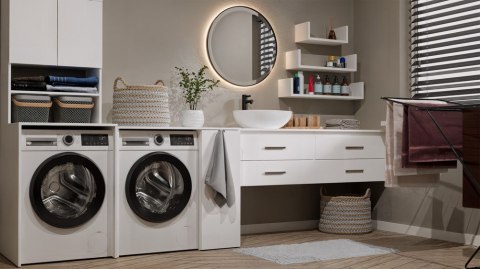 Szafka Na Pralkę Łazienkowa Z Szafką Z Drzwiami POLA NP 1D BIEL 2 Półki