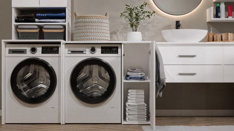 Szafka Na Pralkę Łazienkowa Z Szafką Z Drzwiami POLA NP 1D BIEL 2 Półki