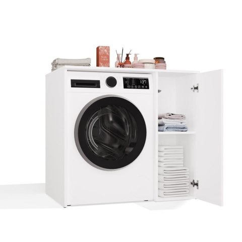 Szafka Na Pralkę Łazienkowa Z Szafką Z Drzwiami POLA NP 1D BIEL 2 Półki