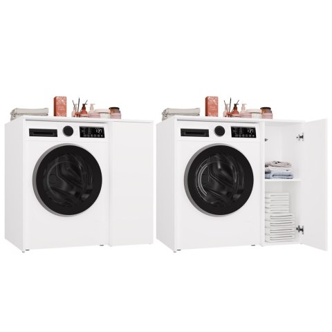 Szafka Na Pralkę Łazienkowa Z Szafką Z Drzwiami POLA NP 1D BIEL 2 Półki