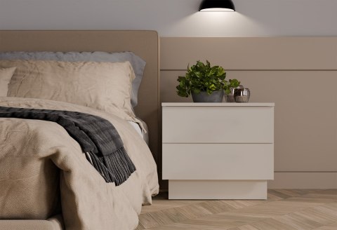 Szafka Nocna AMBER 2S Stolik Nocny 2 Szuflady Do Sypialni KASZMIR Beż