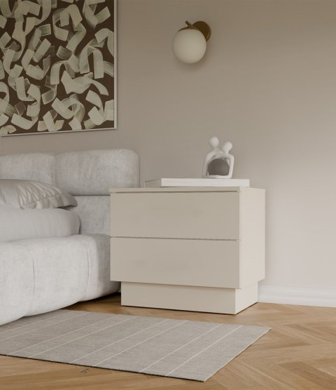 Szafka Nocna AMBER 2S Stolik Nocny 2 Szuflady Do Sypialni KASZMIR Beż