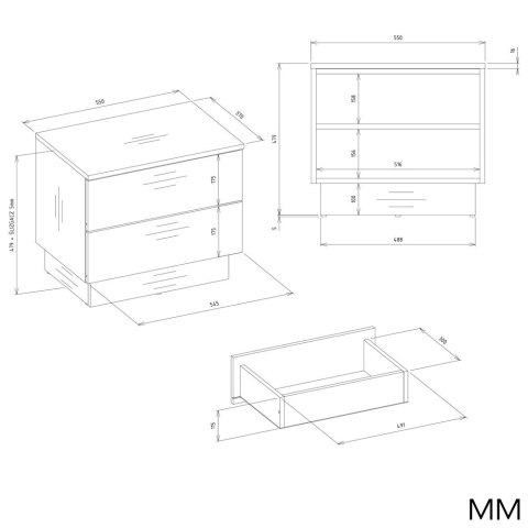 Szafka Nocna AMBER 2S Stolik Nocny 2 Szuflady Do Sypialni KASZMIR Beż