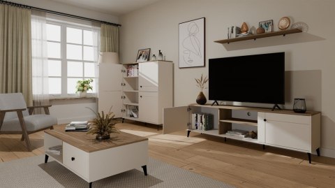 Szafka RTV POINT 2D Kaszmir Beż Dąb Castello Szafka Pod TV 2 Drzwi