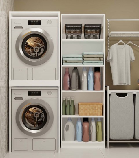 Szafka na Pralkę i Suszarkę POLA TWIN Biała