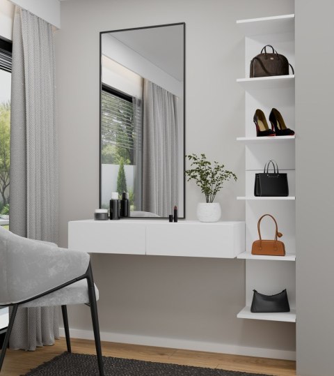 Toaletka Kosmetyczna Wisząca MIKA 110 cm 2 Szuflady Do Sypialni BIAŁA