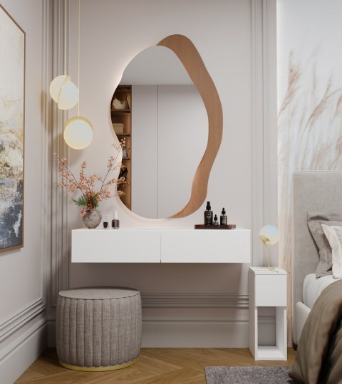 Toaletka Kosmetyczna Wisząca MIKA 110 cm 2 Szuflady Do Sypialni BIAŁA