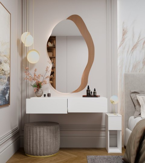 Toaletka Kosmetyczna Wisząca MIKA 110 cm 2 Szuflady Do Sypialni BIAŁA