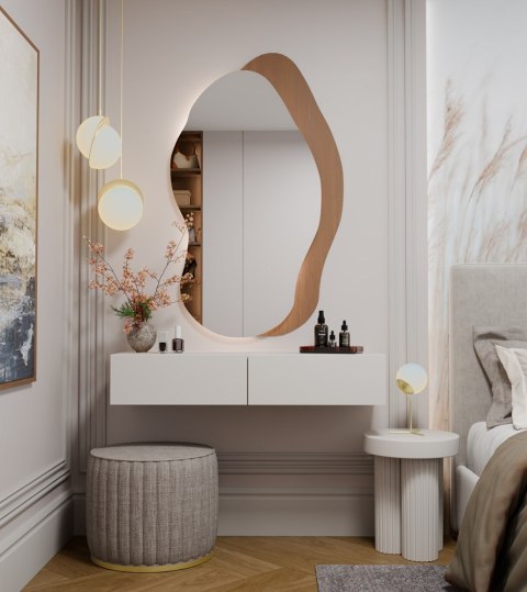 Toaletka Kosmetyczna Wisząca MIKA 110 Cm 2 Szuflady Do Sypialni KASZMIR Beż