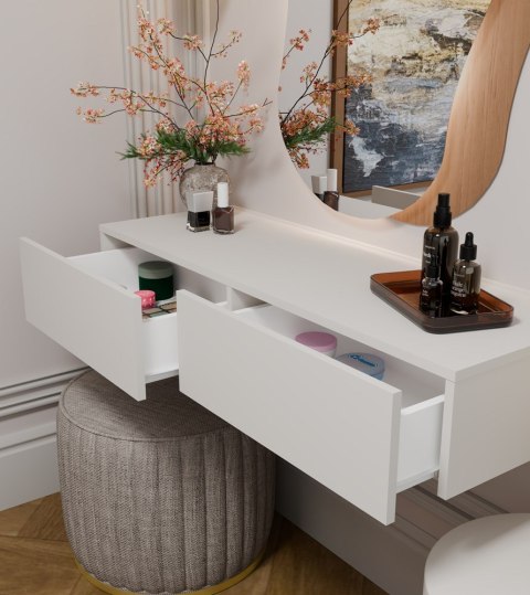 Toaletka Kosmetyczna Wisząca MIKA 110 Cm 2 Szuflady Do Sypialni KASZMIR Beż