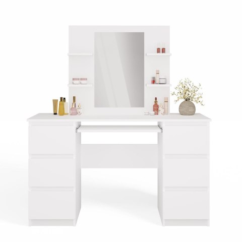 Toaletka Kosmetyczna Z Lustrem Do Makijażu Zestaw MARINA 4P + KUBA Biurko BIAŁA