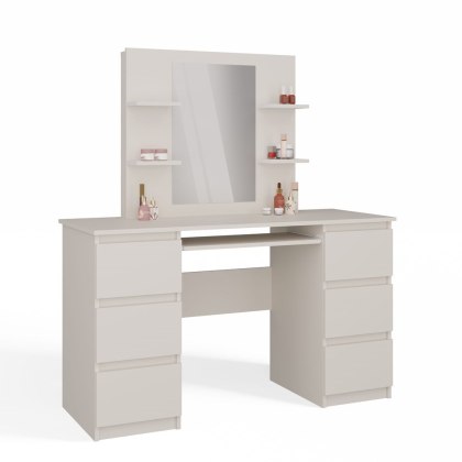Toaletka kosmetyczna z lustrem do makijażu zestaw MARINA + biurko - kaszmir