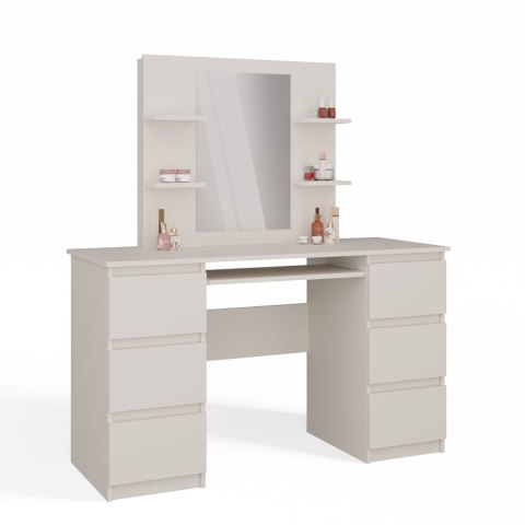Toaletka Kosmetyczna Z Lustrem Do Makijażu Zestaw MARINA 4P + KUBA Biurko KASZMIR