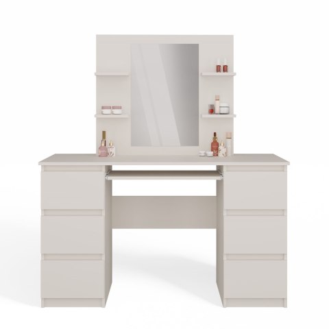 Toaletka Kosmetyczna Z Lustrem Do Makijażu Zestaw MARINA 4P + KUBA Biurko KASZMIR