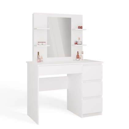 Toaletka MARINA 4P LUSTRO MIJAS PRAWE 4 Szuflady 4 Półki BIAŁA Do Sypialni