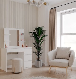 Toaletka MARINA 4P LUSTRO MIJAS PRAWE 4 Szuflady 4 Półki BIAŁA Do Sypialni