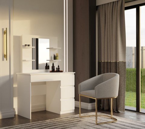 Toaletka MARINA 4P LUSTRO MIJAS PRAWE 4 Szuflady 4 Półki BIAŁA Do Sypialni