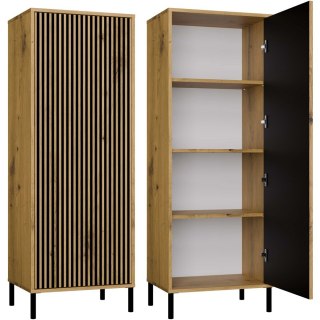 Regał Na Książki Biurowy Szafa Witryna Lamele Ryflowany Front 1D Artisan