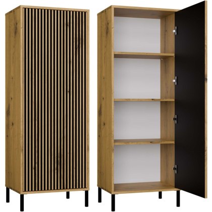 Regał Na Książki Biurowy Szafa Witryna Lamele Ryflowany Front 1D Artisan