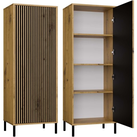 Regał Na Książki Biurowy Szafa Witryna Lamele Ryflowany Front 1D Artisan