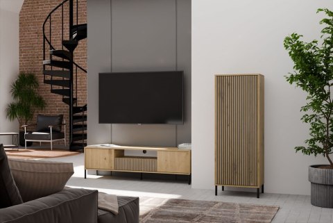 Regał Na Książki Biurowy Szafa Witryna Lamele Ryflowany Front 1D Artisan