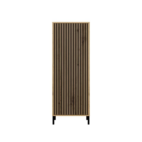 Regał Na Książki Biurowy Szafa Witryna Lamele Ryflowany Front 1D Artisan