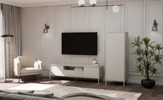 Regał Na Książki Biurowy Szafa Witryna Lamele Ryflowany Front 1D Kaszmir