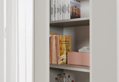 Regał Na Książki Biurowy Szafa Witryna Lamele Ryflowany Front 1D Kaszmir