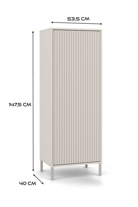 Regał Na Książki Biurowy Szafa Witryna Lamele Ryflowany Front 1D Kaszmir