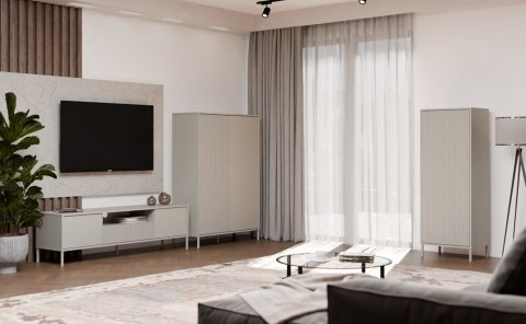 Regał Na Książki Biurowy Szafa Witryna Lamele Ryflowany Front 1D Kaszmir