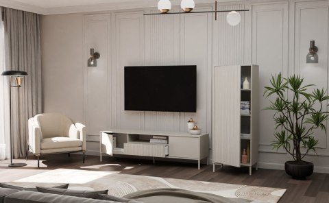 Regał Na Książki Biurowy Szafa Witryna Lamele Ryflowany Front 1D Kaszmir