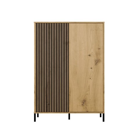 Regał Na Książki Biurowy Szafa Witryna Lamele Ryflowany Front Dąb Artisan