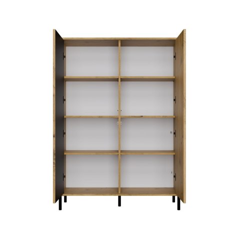 Regał Na Książki Biurowy Szafa Witryna Lamele Ryflowany Front Dąb Artisan