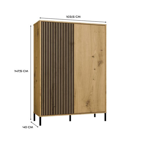 Regał Na Książki Biurowy Szafa Witryna Lamele Ryflowany Front Dąb Artisan