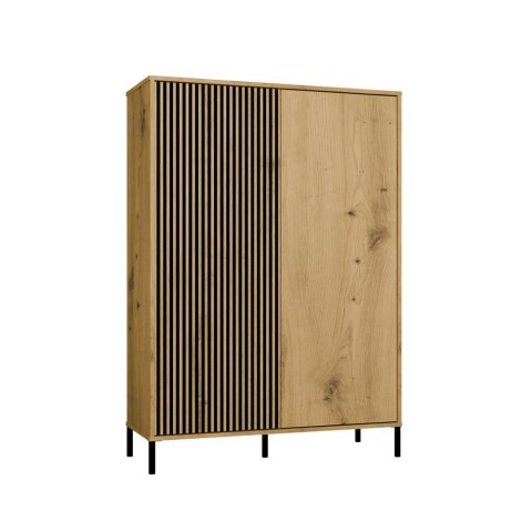 Regał Na Książki Biurowy Szafa Witryna Lamele Ryflowany Front Dąb Artisan