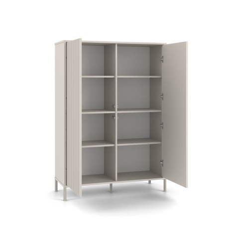 Regał Na Książki Biurowy Szafa Witryna Lamele Ryflowany Front Kaszmir Beż