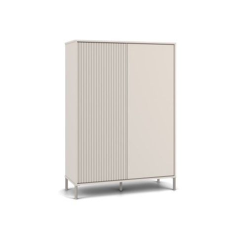 Regał Na Książki Biurowy Szafa Witryna Lamele Ryflowany Front Kaszmir Beż