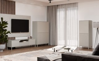 Witryna KAMARO 2DK SLIM/GŁADKI KASZMIR Lamele Front Ryflowany + Klasyczny