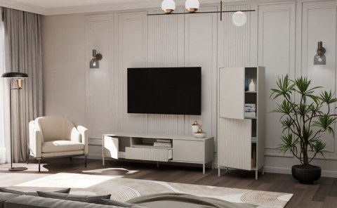 Witryna KAMARO 2DK SLIM/GŁADKI KASZMIR Lamele Front Ryflowany + Klasyczny