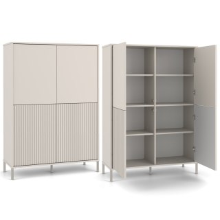 Regał Na Książki Biurowy 4 Drzwi Witryna Lamele Ryflowane Fronty Kaszmir