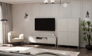 Regał Na Książki Biurowy 4 Drzwi Witryna Lamele Ryflowane Fronty Kaszmir