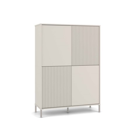 Regał Na Książki Biurowy 4 Drzwi Witryna Lamele Ryflowane Fronty Kaszmir