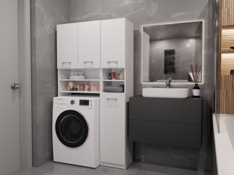 ZESTAW ŁAZIENKOWY MARPOL REGAŁ SZAFKA SŁUPEK BIAŁY