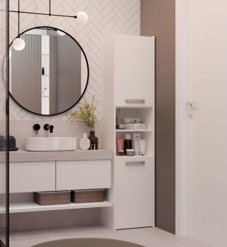 Szafka łazienkowa słupek 40cm SARA S40 6 półek - biały matowy