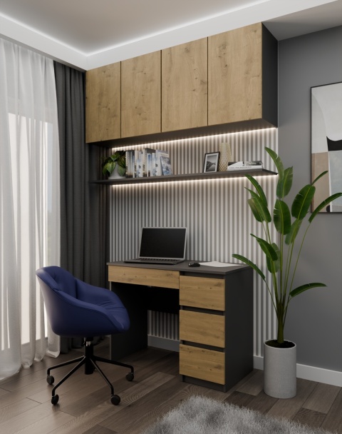 BIURKO NA LAPTOP MIJAS PRAWE ANTRACYT DĄB ARTISAN